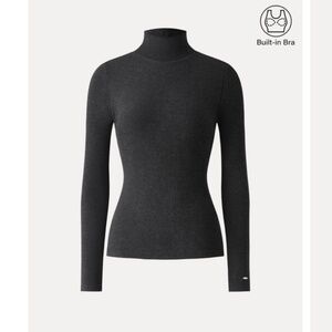 $59 NWT OGL MaxWarm Turtleneck Long Sleeve Brami Heather Black Sz M